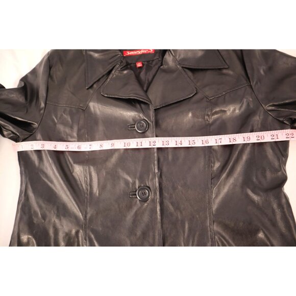Vintage 90s Y 20K Jennyfer J Faux‎ Black Leather Trench Coat Women's Size 2X - Picture 15 of 16